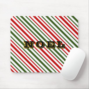 Christmas Candy Cane Diagonal Stripes Noel Wood F Mouse Pad
