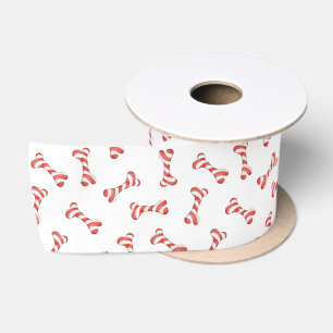 Christmas Candy Cane Dog Bones  Satin Ribbon
