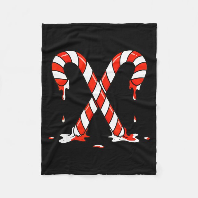 Christmas Candy Cane Drip Boys Girls Kids  Fleece Blanket (Front)
