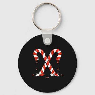 Christmas Candy Cane Drip Boys Girls Kids  Keychain