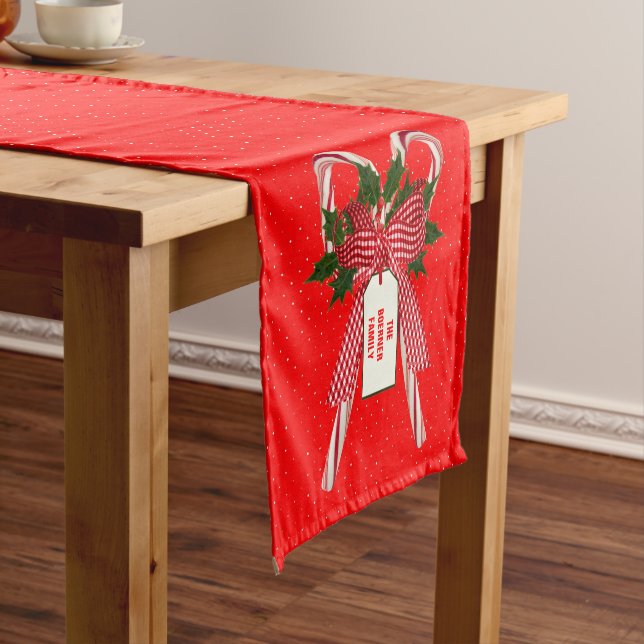 Christmas Candy Cane Family Name Table Runner (In Situ)