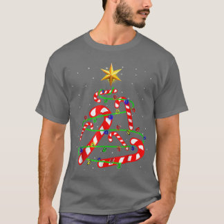 Christmas Candy Cane Funny Xmas Tree Light  T-Shirt