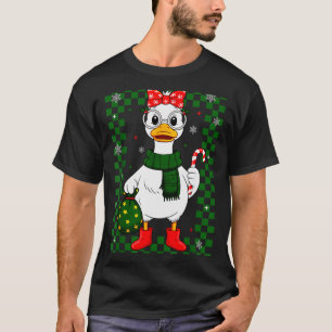 Christmas Candy Cane Goose Matching Couple Xmas Bo T-Shirt