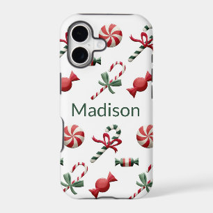 Christmas Candy Cane Green Personalized Name