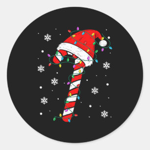 Christmas Candy Cane Hat Santa Xmas Holiday Toddle Classic Round Sticker