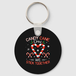 Christmas Candy Cane Heart Crew Family Matching Pa Keychain