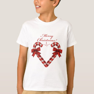 Christmas Candy Cane Heart Ekg Strip Custom T-Shirt