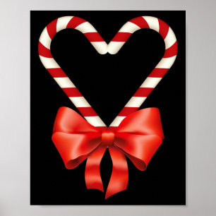 Christmas Candy Cane Heart For Children Men Women Poster