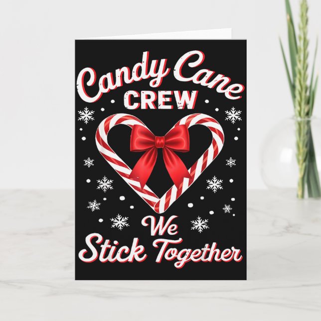 Christmas Candy Cane Heart Holiday Family Matching Card (Front)