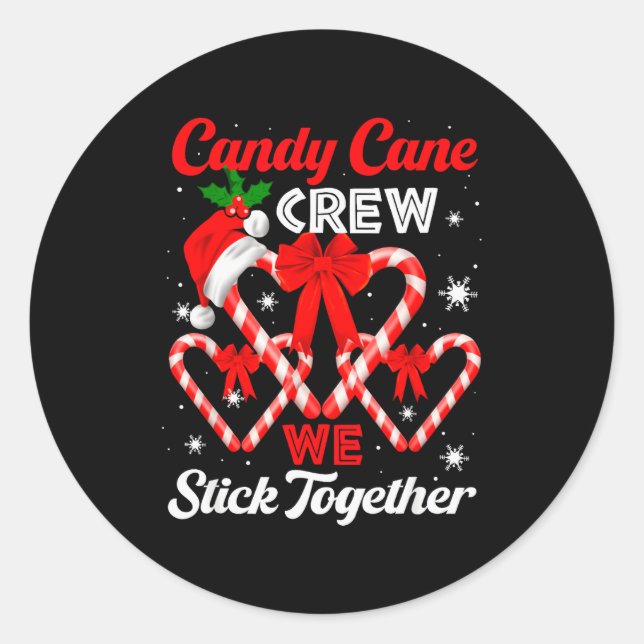 Christmas Candy Cane Heart Holiday Family Matching Classic Round Sticker (Front)