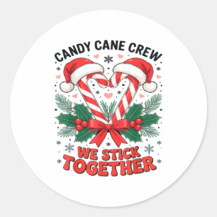 Christmas Candy Cane Heart Holiday Family Matching Classic Round Sticker