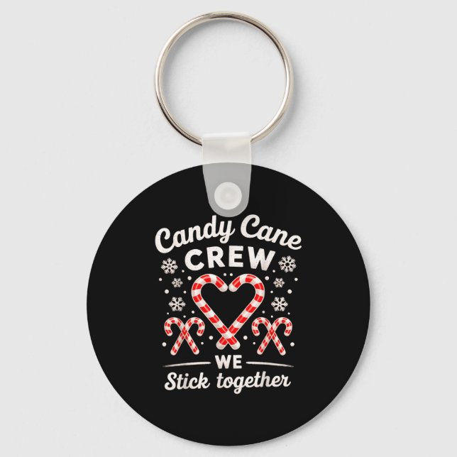 Christmas Candy Cane Heart Holiday Family Matching Keychain (Front)