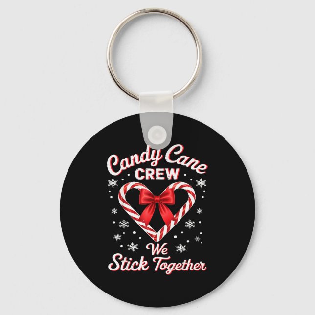 Christmas Candy Cane Heart Holiday Family Matching Keychain (Front)