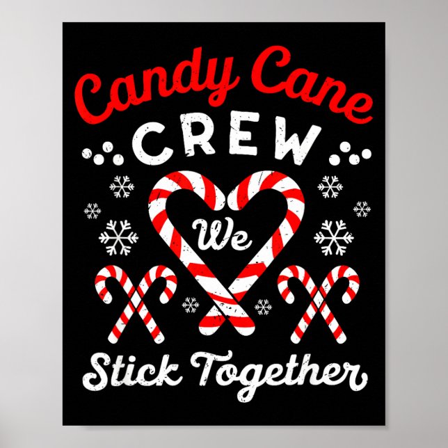 Christmas Candy Cane Heart Holiday Family Matching Poster (Front)