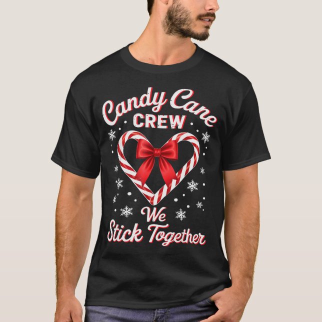Christmas Candy Cane Heart Holiday Family Matching T-Shirt (Front)
