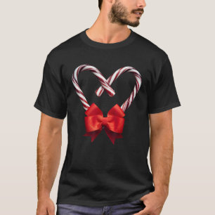 Christmas Candy Cane Heart Sweet Holiday Design T-Shirt