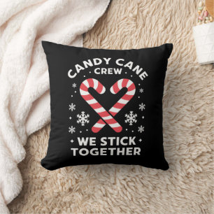 Christmas Candy Cane Heart We Stick Together Throw Pillow