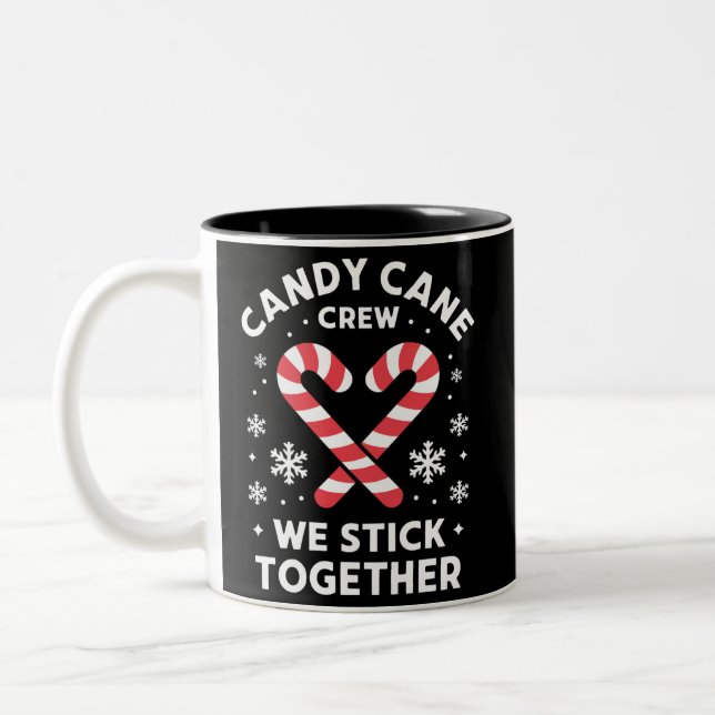 Christmas Candy Cane Heart We Stick Together  Two-Tone Coffee Mug (Left)