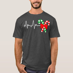 Christmas Candy Cane Heartbeat Merry Christmas San T-Shirt