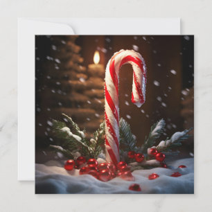 Christmas candy cane holiday greeting card