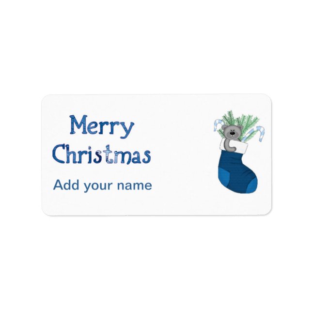 Christmas Candy Cane Holiday Stocking Tag Labels (Front)