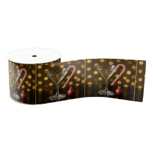 Christmas Candy Cane Hooked on a Martini Glass Grosgrain Ribbon