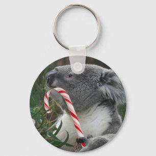 Christmas Candy Cane Koala Keychain