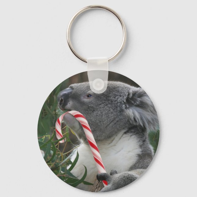 Christmas Candy Cane Koala Keychain (Front)