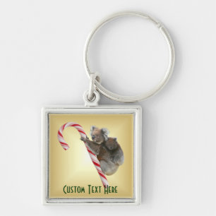 Christmas Candy Cane Koalas Keychain