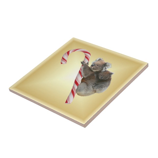 Christmas Candy Cane Koalas Tile (Side)
