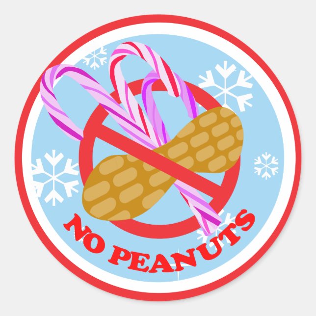 Christmas Candy Cane No Peanuts Stickers (Front)