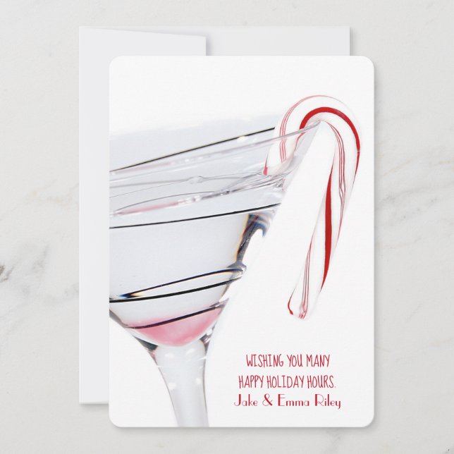 Christmas Candy Cane on Martini Holiday Card (Front)