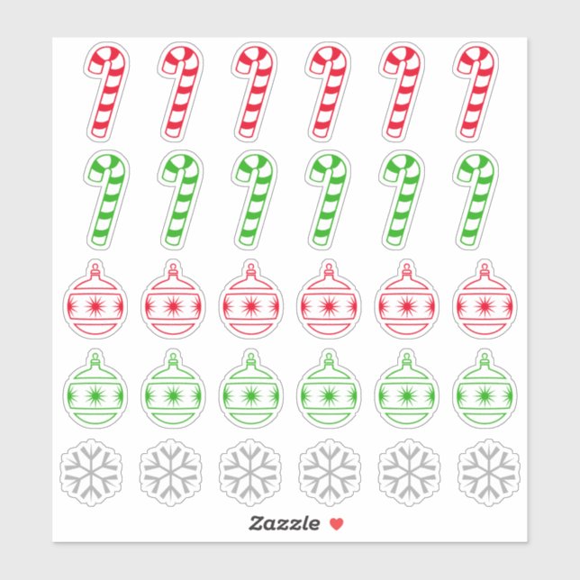 Christmas Candy Cane, Ornament, Snowflake Symbols (Sheet)