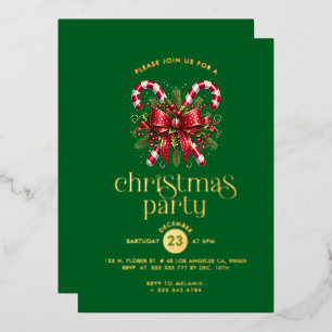 Christmas Candy Cane Party Invitation