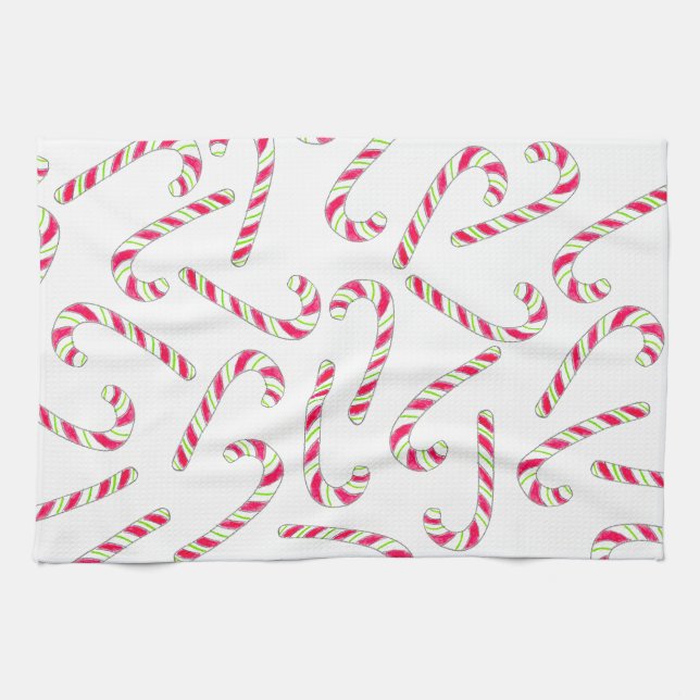 Christmas candy cane pattern kitchen towel (Horizontal)