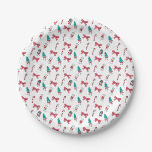 Christmas Candy Cane Pattern Paper Plate