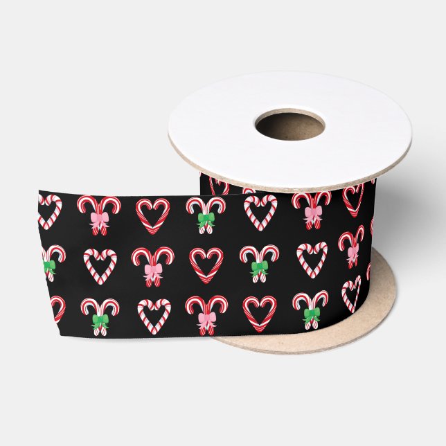 Christmas Candy Cane Pattern Satin Ribbon (Spool)