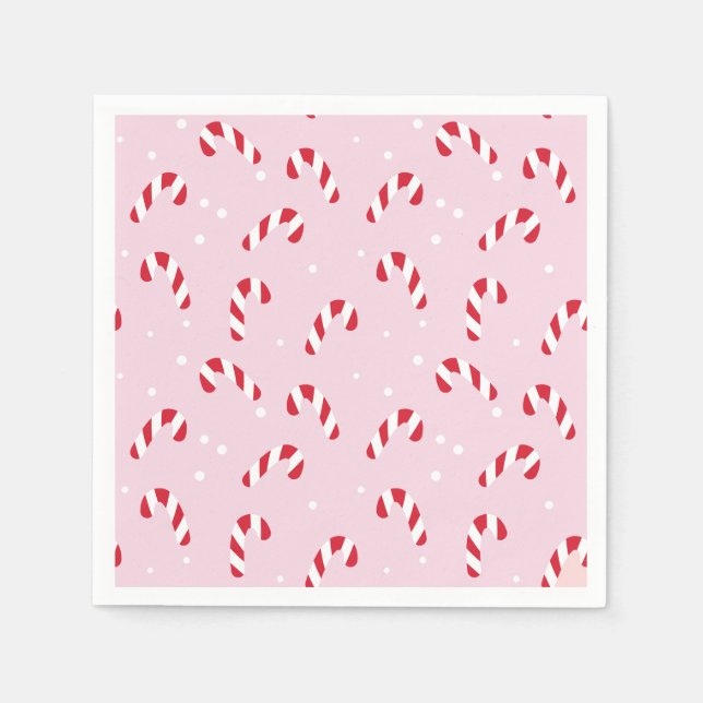 Christmas Candy Cane Pink  Napkin (Front)