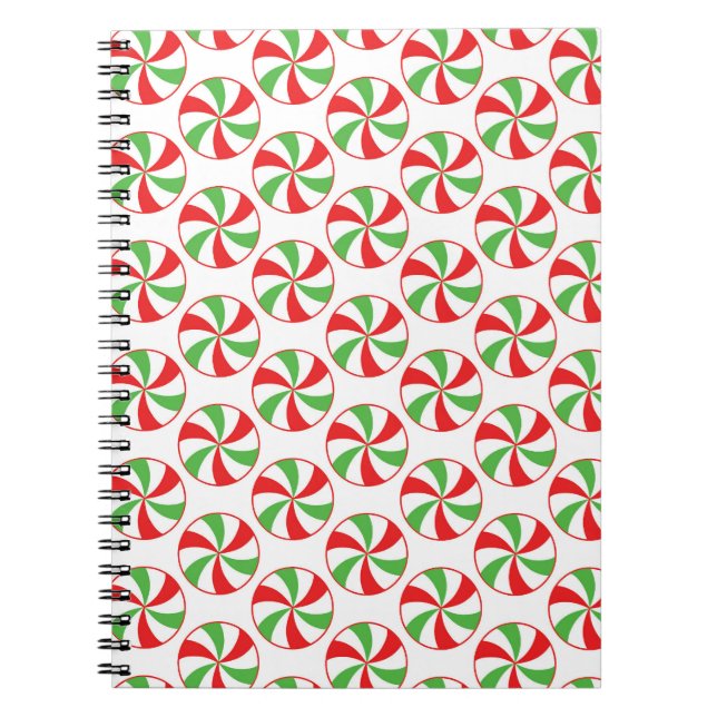 Christmas Candy Cane Print Cover Notebook Journal (Front)
