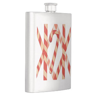 Christmas Candy Cane Red White Vector Design Hip Flask