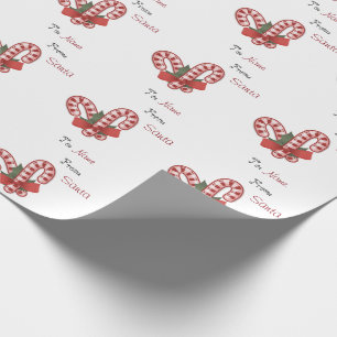 Christmas Candy Cane Santa Custom To and From Name Wrapping Paper