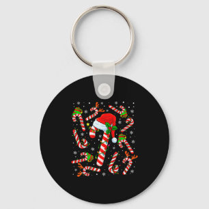 Christmas Candy Cane Santa Hat Reindeer Funny Xmas Keychain