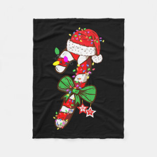 Christmas Candy Cane Santa Hat Xmas Light Kids  Fleece Blanket