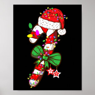 Christmas Candy Cane Santa Hat Xmas Light Kids Poster