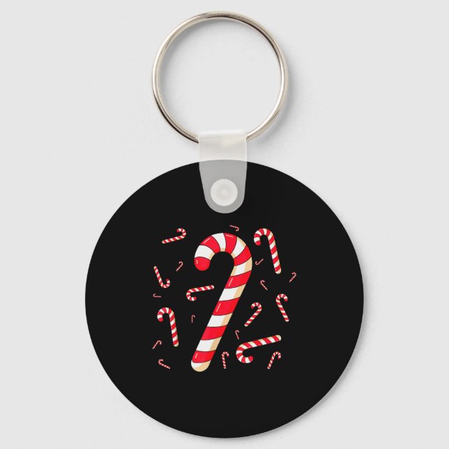 Christmas Candy Cane Santa Xmas Family Kid Toddler Keychain (Front)