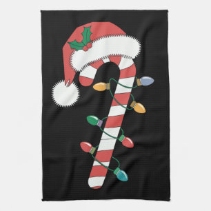 Christmas Candy Cane Santa Xmas Kids  Kitchen Towel