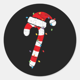 Christmas Candy Cane Santa Xmas Kids Toddler Youth Classic Round Sticker