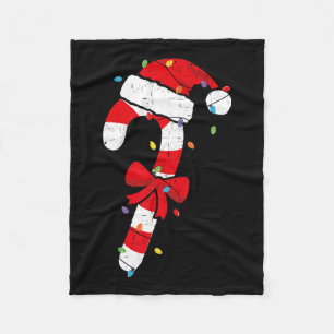 Christmas Candy Cane Santa Xmas Kids Toddler Youth Fleece Blanket