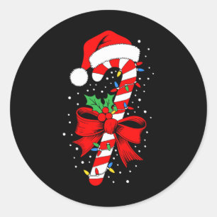 Christmas Candy Cane Shirt Boy Girl Kids Men Women Classic Round Sticker