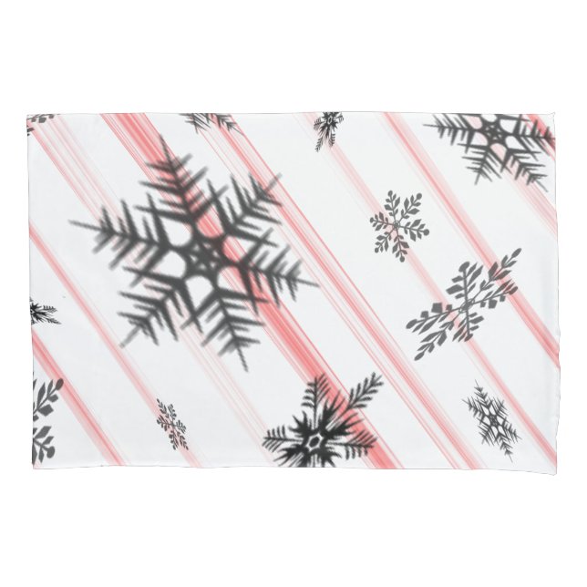 Christmas Candy Cane Snowflakes Pillowcase (Front)